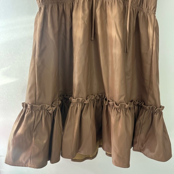 Chic Tan Ruffle Mini Dress - Picture 5 of 7